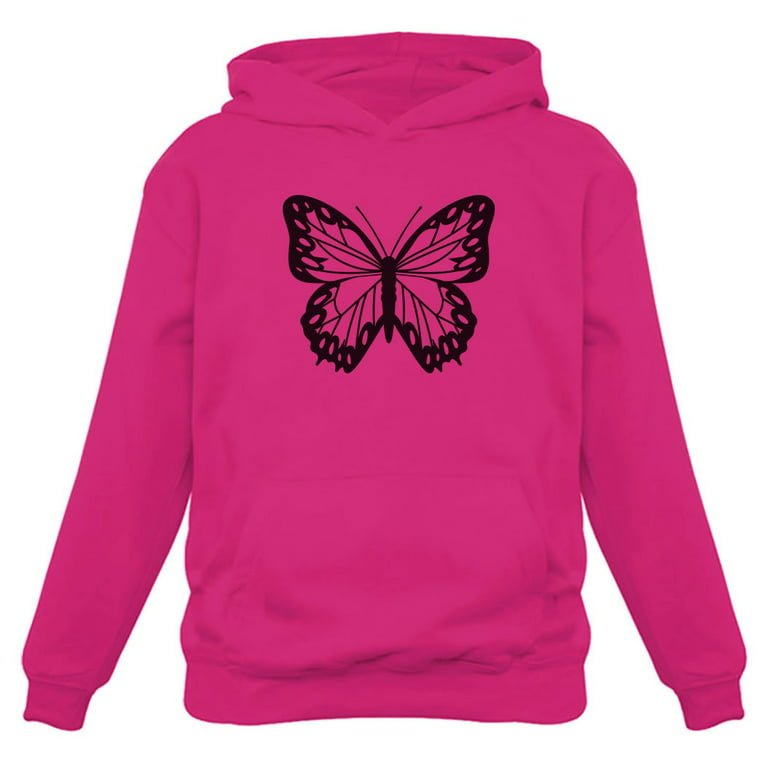 Tstars Women's Butterfly Graphic Sweatshirt Girls Cute Women Hoodie XX-Large Pink, Size: 2XL