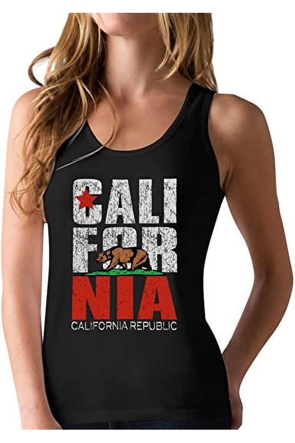Women's - California Republic Racerback Tank Top Medium Black