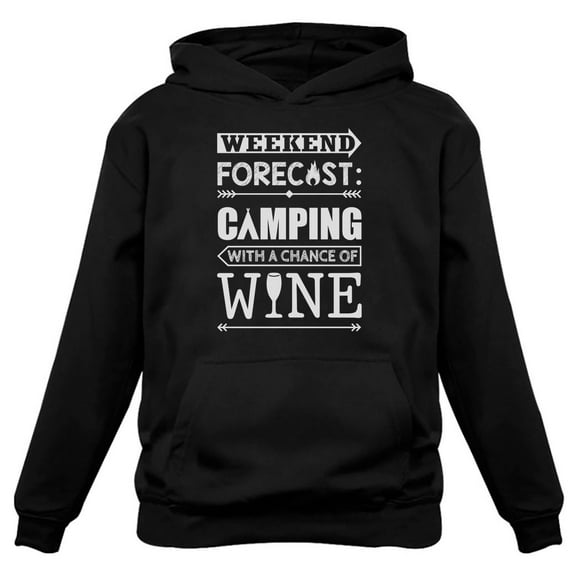 Tstars Women's Camping Enthusiast Hoodie: Comfy & Warm, Perfect for Winter Camp Outings, Wine Lovers, & Nature Adventures - Humorous Graphic Camping Clothing Gift for Girlfriend, Outdoor Enthusiast