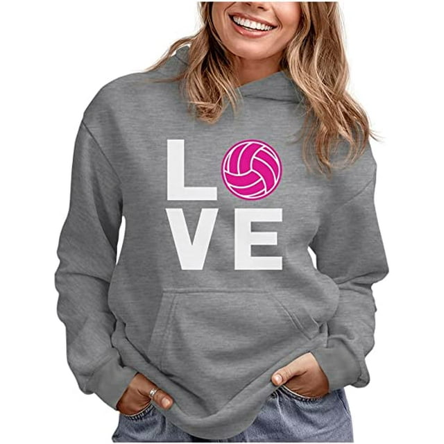 Tstars Women's Volleyball Hoodie "Love Volleyball" Sweatshirt Gift