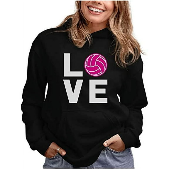 Tstars Womens Volleyball Hoodie - Love Volleyball Sweatshirt - Gift for Volleyball Lovers - Indoor & Beach Game Fan Apparel - Sport Enthusiast Birthday or Christmas Present