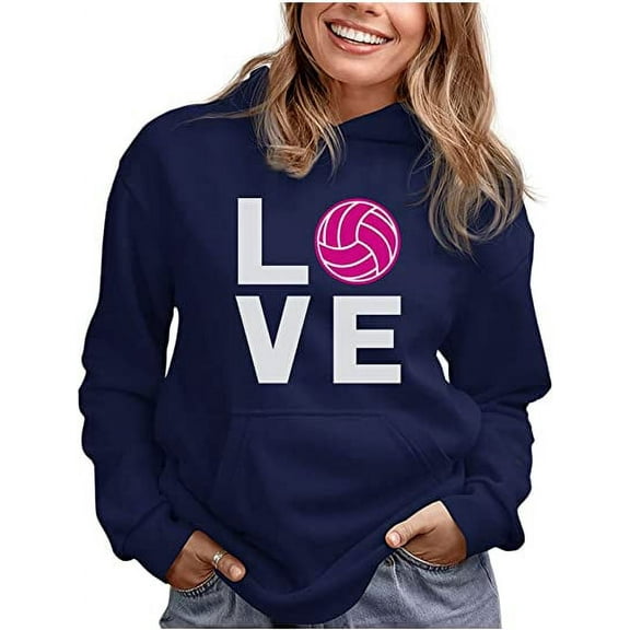 Tstars Womens Volleyball Hoodie - Love Volleyball Sweatshirt - Gift for Volleyball Lovers - Indoor & Beach Game Fan Apparel - Sport Enthusiast Birthday or Christmas Present