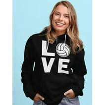 Tstars Women's Volleyball Hoodie - Perfect Team Sport Hoodie - Gift for Volleyball Fans & Players - Love Volleyball Print - Cool Indoor & Beach Game Attire - Birthday or Christmas Present