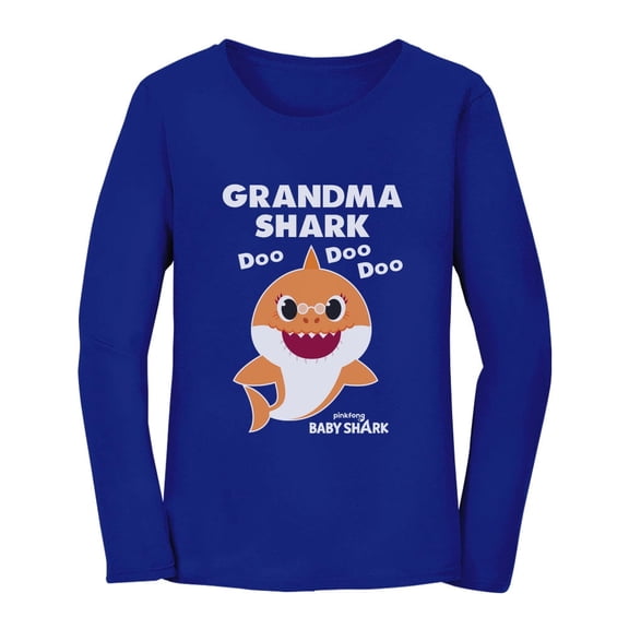 Tstars Womens Best Gift for Mother's Day Shirts Tshirt Grandma Shark Cool Cute Gift for Mom Shirt for Mom Baby Shark Doo Doo Doo Nana Mothers Day Gift Women Long Sleeve T Shirt