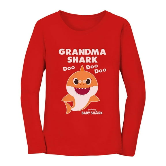 Tstars Womens Best Gift for Mother's Day Shirts Tshirt Grandma Shark Cool Cute Gift for Mom Shirt for Mom Baby Shark Doo Doo Doo Nana Mothers Day Gift Women Long Sleeve T Shirt