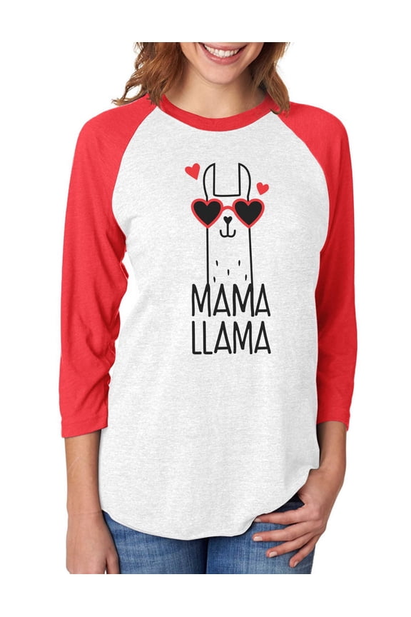 Womens Best Gift for Mother's Day Shirts Tshirt Mama Llama Cool Cute Gift for Mom Shirt for Mom Mothers Day Gift 3-4 Women Sleeve Baseball Jersey Shirt