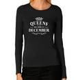 thumbnail image 1 of Tstars Womens Birthday Gift for Women Queens Are Born in December Birthday Party B Day Women Long Sleeve T Shirt, 1 of 4
