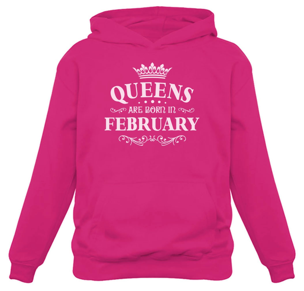Tstars Womens Birthday Gift for Women Queens Are Born in February Birthday Party B Day Women Hoodie - image 1 of 4