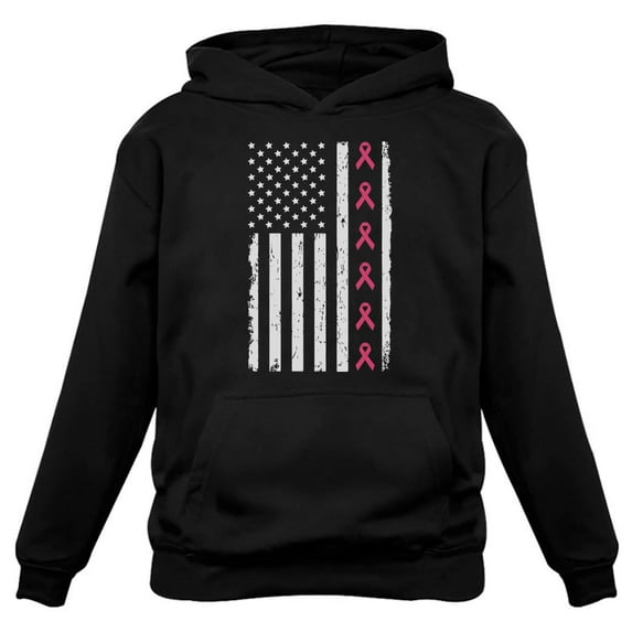 Tstars Womens Breast Cancer Awareness Shirts Hope Pink Ribbons American Flag Pink Ribbon Cancer Support Ribbon Apparel Women Hoodie