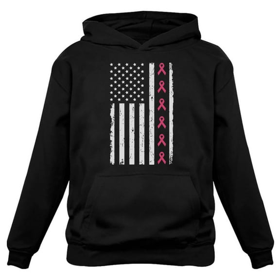 Tstars Womens Breast Cancer Awareness Shirts Hope Pink Ribbons American Flag Pink Ribbon Cancer Support Ribbon Apparel Women Hoodie