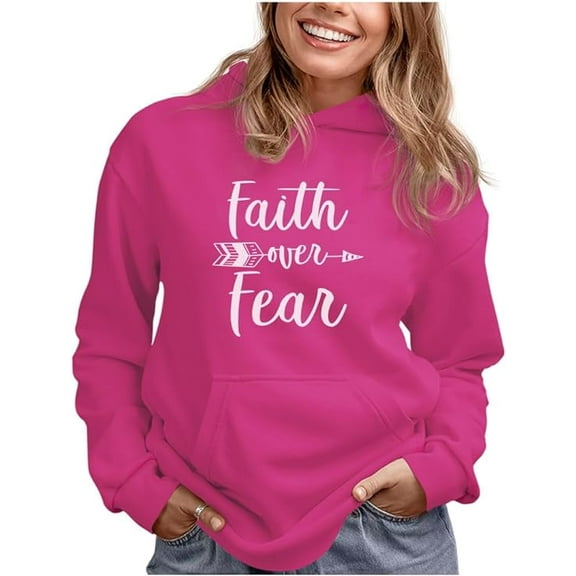 Tstars Womens Christian Shirts Christian Clothes Faith Over Fear Christian Clothes for Ladies Following Jesus Faith Shirts Christian Outfits Jesus Clothing Women Birthday Hoodie