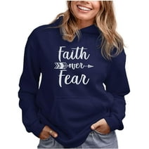 Tstars Womens Christian Shirts Christian Clothes Faith Over Fear Christian Clothes for Ladies Following Jesus Faith Shirts Christian Outfits Jesus Clothing Women Birthday Hoodie