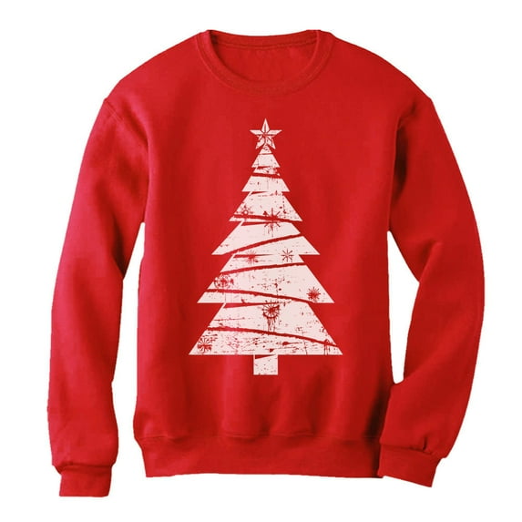 Tstars Womens Christmas Shirts Gift Big White Distressed Christmas Tree Xmas Gift Idea Family Holiday Shirts Xmas Party Christmas Gifts for Her Women Sweatshirt