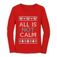 thumbnail image 1 of Tstars Womens Christmas Shirts Gift Quarantine Christmas Shirts Gift All Is Not Calm Ugly Xmas Family Holiday Shirts Xmas Party Christmas Gifts for Her Women Long Sleeve T Shirt, 1 of 4