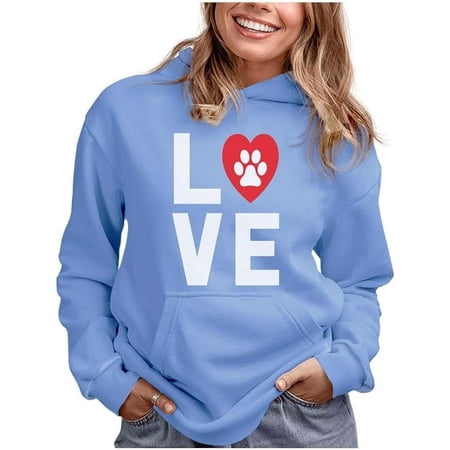 Tstars Womens Dog Lover Shirt Gift for Dog Owner Dog Paw Print Love Dogs My Best Friend Women Animal Lovers Shirt Pet Gifts for Her Women Hoodie