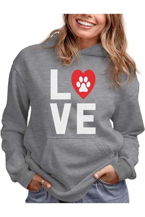 Womens Dog Lover Shirt Gift for Dog Owner Dog Paw Print Love Dogs My Best Friend Women Animal Lovers Shirt Pet Gifts for Her Women Hoodie