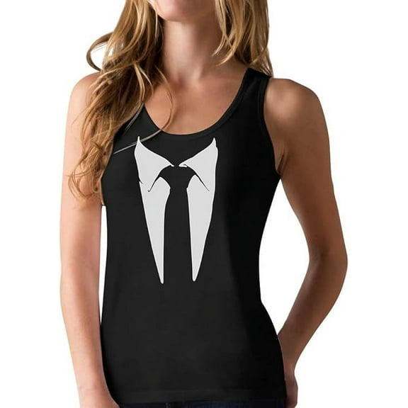 Tstars Womens Halloween Party Shirt Printed Suit and Tie Tuxedo Spooky Trick or Treat Day of the Dead Gifts for Her Birthday Gift Racerback Tank Top