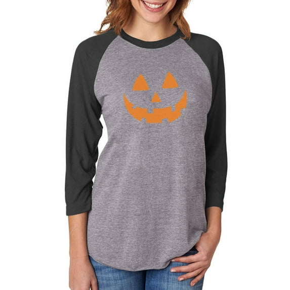 Tstars Womens Halloween Party Shirt Pumpkin Women Halloween Shirt Jack O' Lantern Face Graphic Tee Day of the Dead Spooky Trick or Treat Funny Humor Gifts for Her 3-4 Sleeve Baseball Jersey