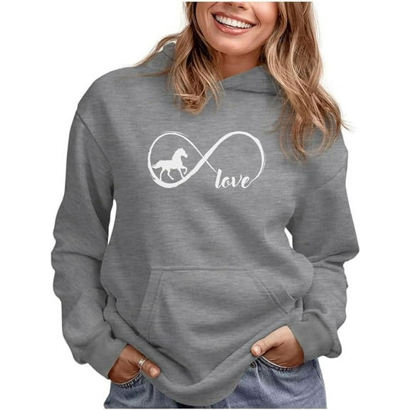Tstars Womens Infinite Love Horse Gifts for Women Horse Lovers Hoodie