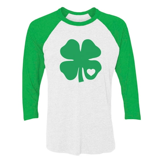 Tstars Womens Irish Green Clover Heart Gift for St Patricks Day Beautiful Shirts Gift for Her Irish Shirt Pride Proud Irish 3-4 Women Sleeve Baseball Jersey Shirt