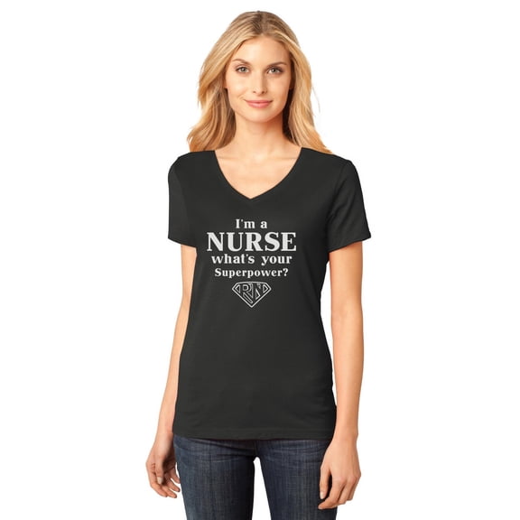 Tstars Womens Nurse Shirts Gift for Nurse I'm a Nurse What's Your Superpower Nursing MD Medical Women Fitted V Neck T Shirt