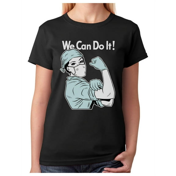 Tstars Womens Nurse Shirts Gift for Nurse Medical Tattoo Nurse Support Feminist We Can Do It Nursing MD Medical Women T Shirt