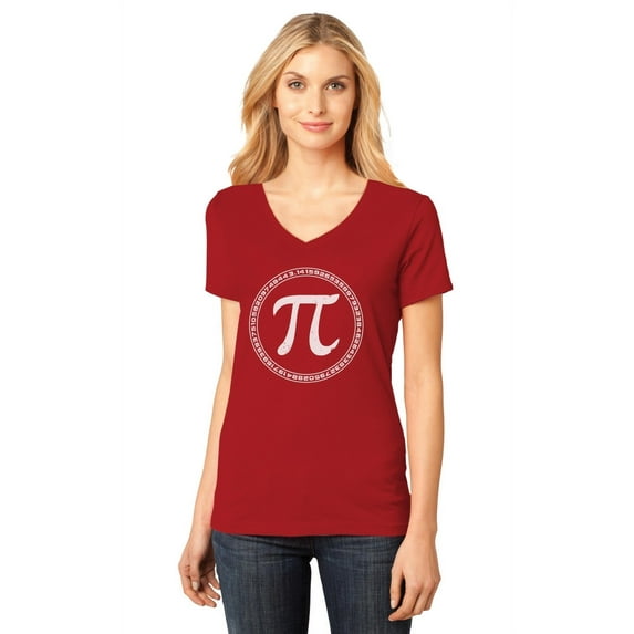 Tstars Womens Pi Day 3.14 Day Pi Sign Circle Pi Day T-Shirt Math Shirts Mathematics Geek Funny Humor V Neck Women T Shirt