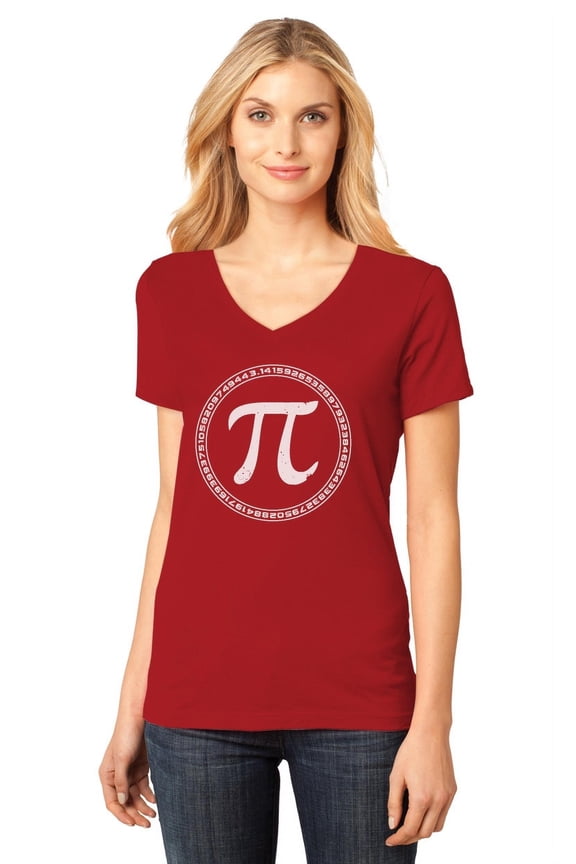 Womens Pi Day 3.14 Day Pi Sign Circle Pi Day T-Shirt Math Shirts Mathematics Geek Funny Humor V Neck Women T Shirt