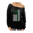 thumbnail image 1 of Tstars Womens St Patricks Day Gift Big Irish American Flag with Clovers St Patricks Day Flag Shirts Gift for Her Irish Shirt Pride Proud Irish Off Shoulder Sweatshirt, 1 of 3