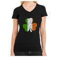 thumbnail image 1 of Tstars Womens St Patricks Day Gift Shirt Women Shamrock Irish Flag Clover St Patricks Day Shirts Gift for Her Irish Shirt Pride Proud Irish Fitted V Neck T Shirt, 1 of 6