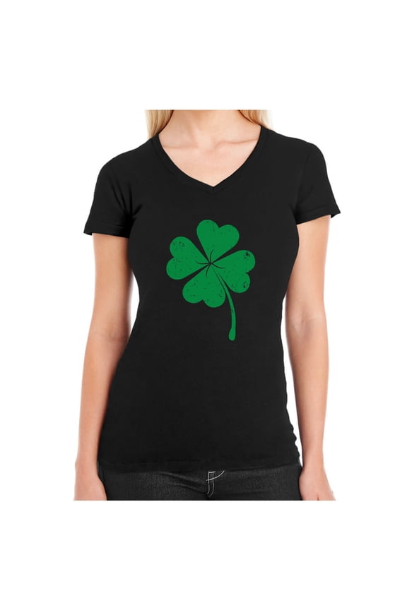 Womens St Patricks Day Shirt Green Heart Clover Irish Shamrock Women's Fitted V Neck St Patricks Day Shirts Gift for Her Irish Shirt Pride Proud Irish T Shirt