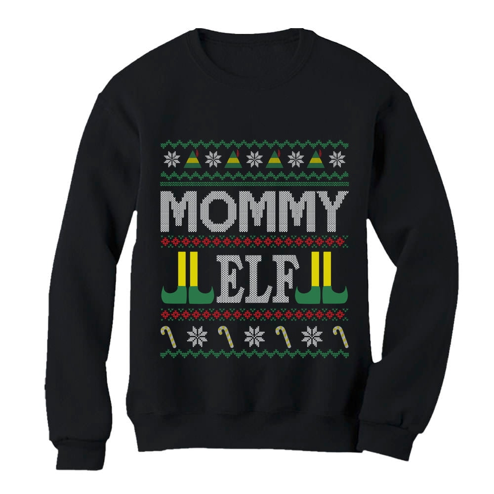Tstars Womens Ugly Christmas Mommy Elf Mom Xmas Shirt Christmas Gift Funny Humor Holiday Shirts Xmas Party Christmas Gifts for Her Women Sweatshirt