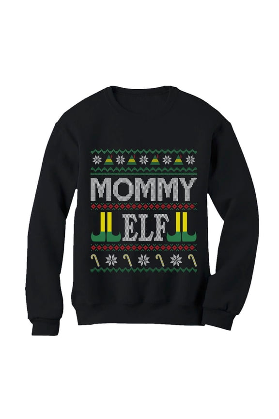 Womens Ugly Christmas Mommy Elf Mom Xmas Shirt Christmas Gift Funny Humor Holiday Shirts Xmas Party Christmas Gifts for Her Women Sweatshirt