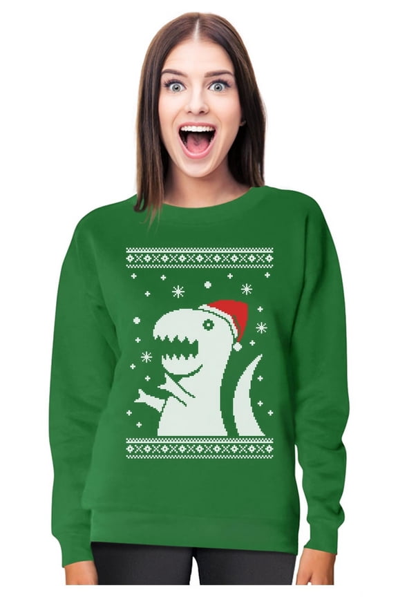 Womens Ugly Christmas Sweater Big T Rex Santa Christmas Gift Funny Humor Holiday Shirts Xmas Party Christmas Gifts for Her Women Sweatshirt Ugly Xmas Sweater