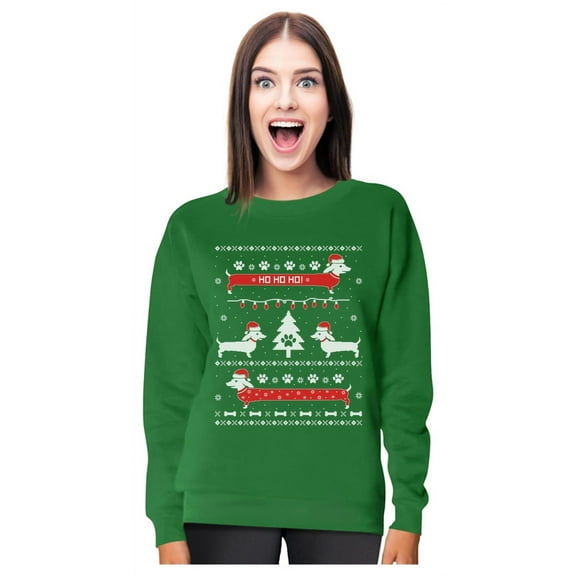 Tstars Womens Ugly Christmas Sweater Dachshund Snow Ho Ho Ho Christmas Gift Funny Humor Holiday Shirts Xmas Party Christmas Gifts for Her Women Sweatshirt Ugly Xmas Sweater