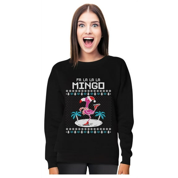 Tstars Womens Ugly Christmas Sweater Fa La La Flamingo Christmas Gift Funny Humor Holiday Shirts Xmas Party Christmas Gifts for Her Women Sweatshirt Ugly Xmas Sweater