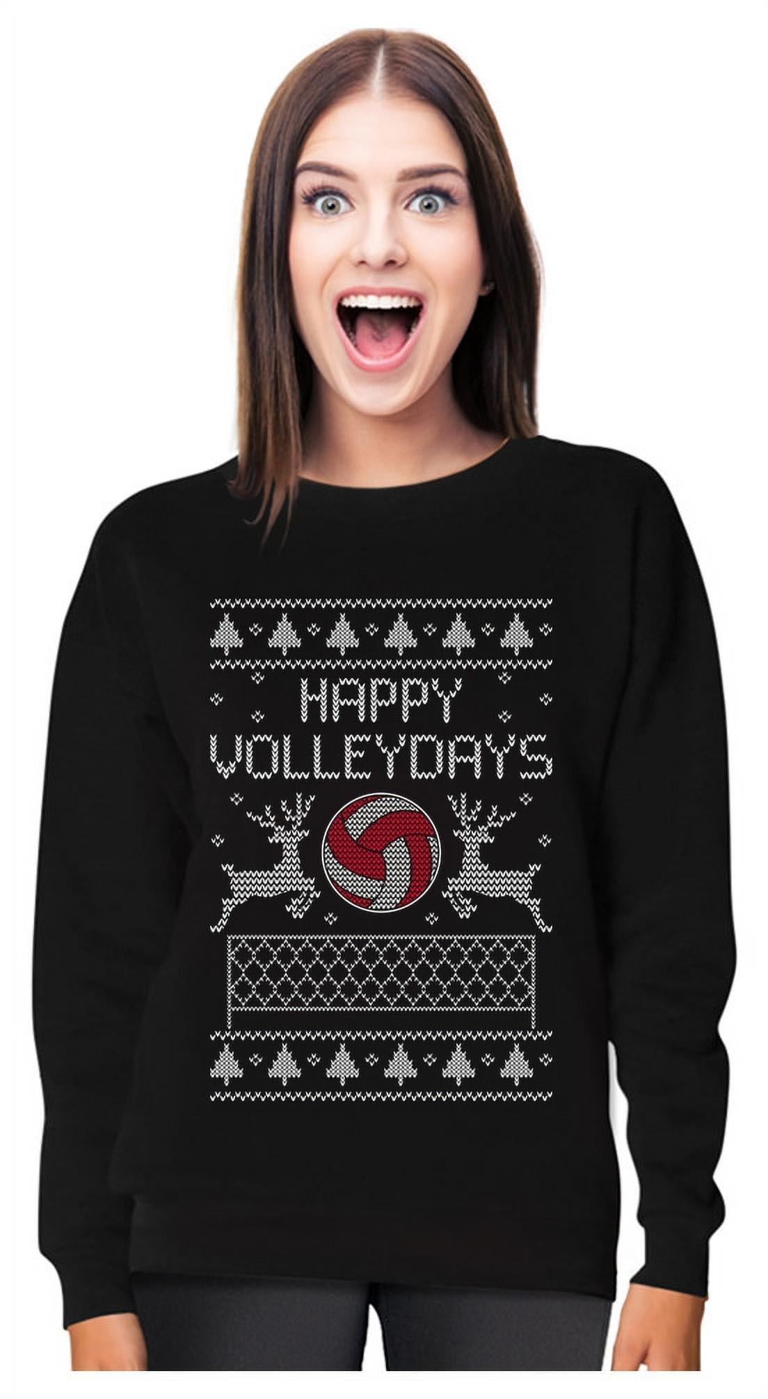 Tstars Womens Ugly Christmas Sweater Gift for Volleyball Fans Happy