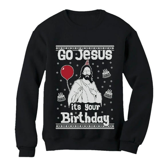 Tstars Womens Ugly Christmas Sweater Go Jesus it's Your Birthday Christmas Gift Funny Humor Holiday Shirts Xmas Party Christmas Gifts for Her Women Sweatshirt Ugly Xmas Sweater