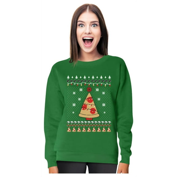 Tstars Womens Ugly Christmas Sweater Pizza Tree Christmas Gift Funny Humor Holiday Shirts Xmas Party Christmas Gifts for Her Women Sweatshirt Ugly Xmas Sweater