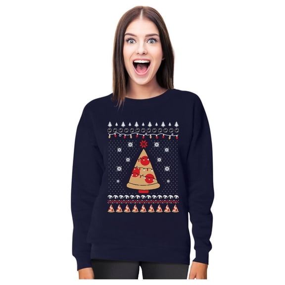 Tstars Womens Ugly Christmas Sweater Pizza Tree Christmas Gift Funny Humor Holiday Shirts Xmas Party Christmas Gifts for Her Women Sweatshirt Ugly Xmas Sweater