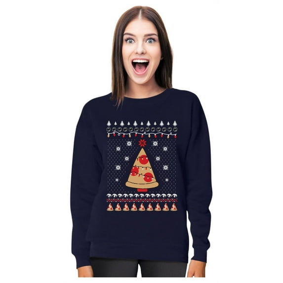 Tstars Womens Ugly Christmas Sweater Pizza Tree Christmas Gift Funny Humor Holiday Shirts Xmas Party Christmas Gifts for Her Women Sweatshirt Ugly Xmas Sweater