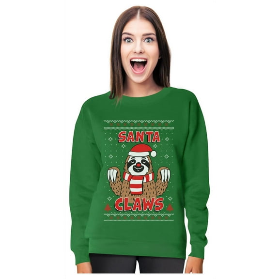 Tstars Womens Ugly Christmas Sweater Santa Claws Sloth Christmas Gift Funny Humor Holiday Shirts Xmas Party Christmas Gifts for Her Women Sweatshirt Ugly Xmas Sweater