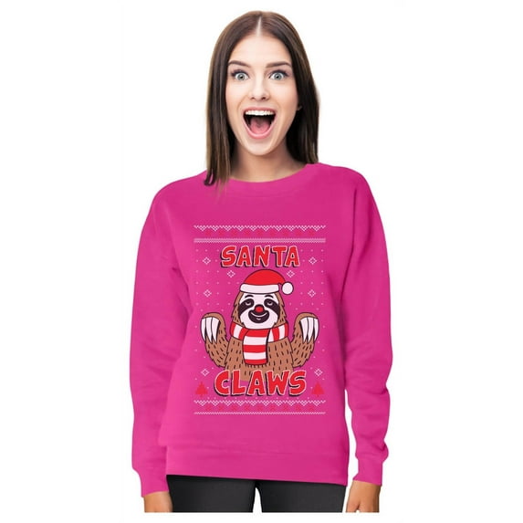 Tstars Womens Ugly Christmas Sweater Santa Claws Sloth Christmas Gift Funny Humor Holiday Shirts Xmas Party Christmas Gifts for Her Women Sweatshirt Ugly Xmas Sweater