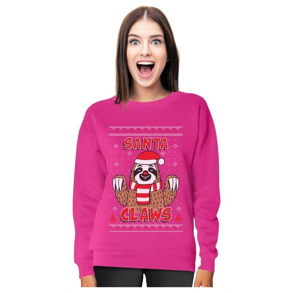 Tstars Womens Ugly Christmas Sweater Santa Claws Sloth Christmas Gift Funny Humor Holiday Shirts Xmas Party Christmas Gifts for Her Women Sweatshirt Ugly Xmas Sweater