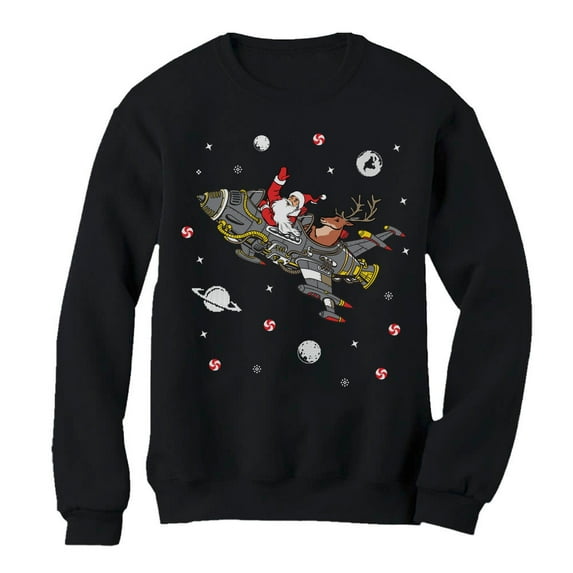 Tstars Womens Ugly Christmas Sweater Santa Reindeer Space Rocket Christmas Gift Funny Humor Holiday Shirts Xmas Party Christmas Gifts for Her Women Sweatshirt Ugly Xmas Sweater