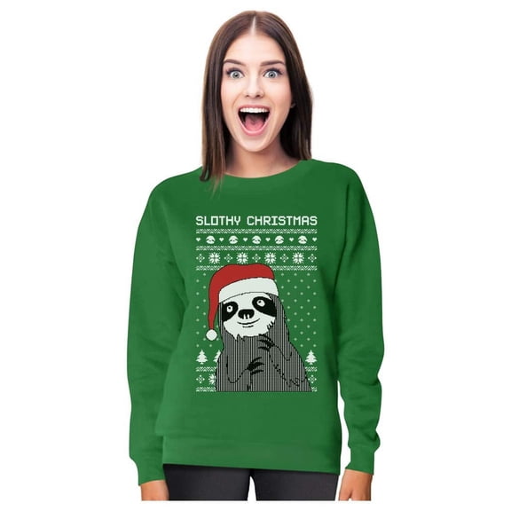 Tstars Womens Christmas Sweatshirt Slothy Holiday Shirt Funny Gift for Her Xmas Party Long Sleeve Tee