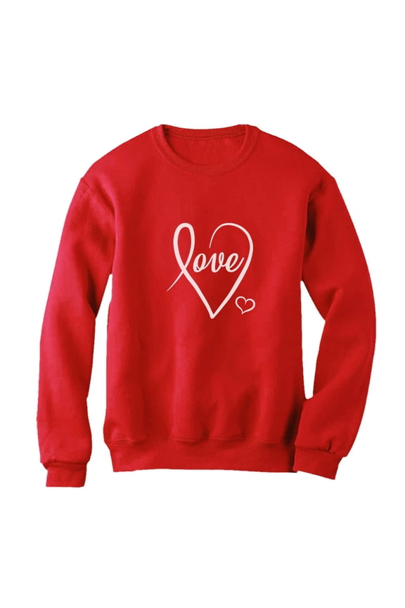Womens Valentine's Day Beautiful Love Cursive Heart Pullover Valentine's Day Cute Gift Idea for Her Wife Women Sweatshirt