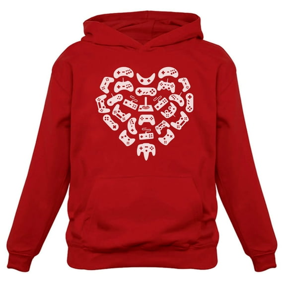 Tstars Womens Valentine's Day Pro Gaming Uppers Love Funny Humor Gamer Hoodie Controllers Heart Teen Girls Cute Gift Idea for Her Wife Women Hoodie