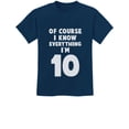 thumbnail image 1 of Tstars Youth Birthday T-Shirt - Fun 10th Birthday Graphic Tee - Unique 'I Know Everything I'm 10' Print - Ideal Birthday Gift for Boys and Girls - Durable, Comfortable, Cotton Shirt for Kids, 1 of 7
