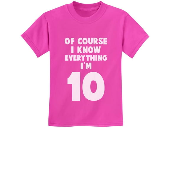 Tstars Youth Birthday T-Shirt - Fun 10th Birthday Graphic Tee - Unique 'I Know Everything I'm 10' Print - Ideal Birthday Gift for Boys and Girls - Durable, Comfortable, Cotton Shirt for Kids